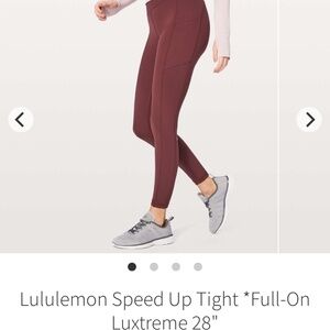 Lululemon Athletica Maroon Speed Up Tight Leggings